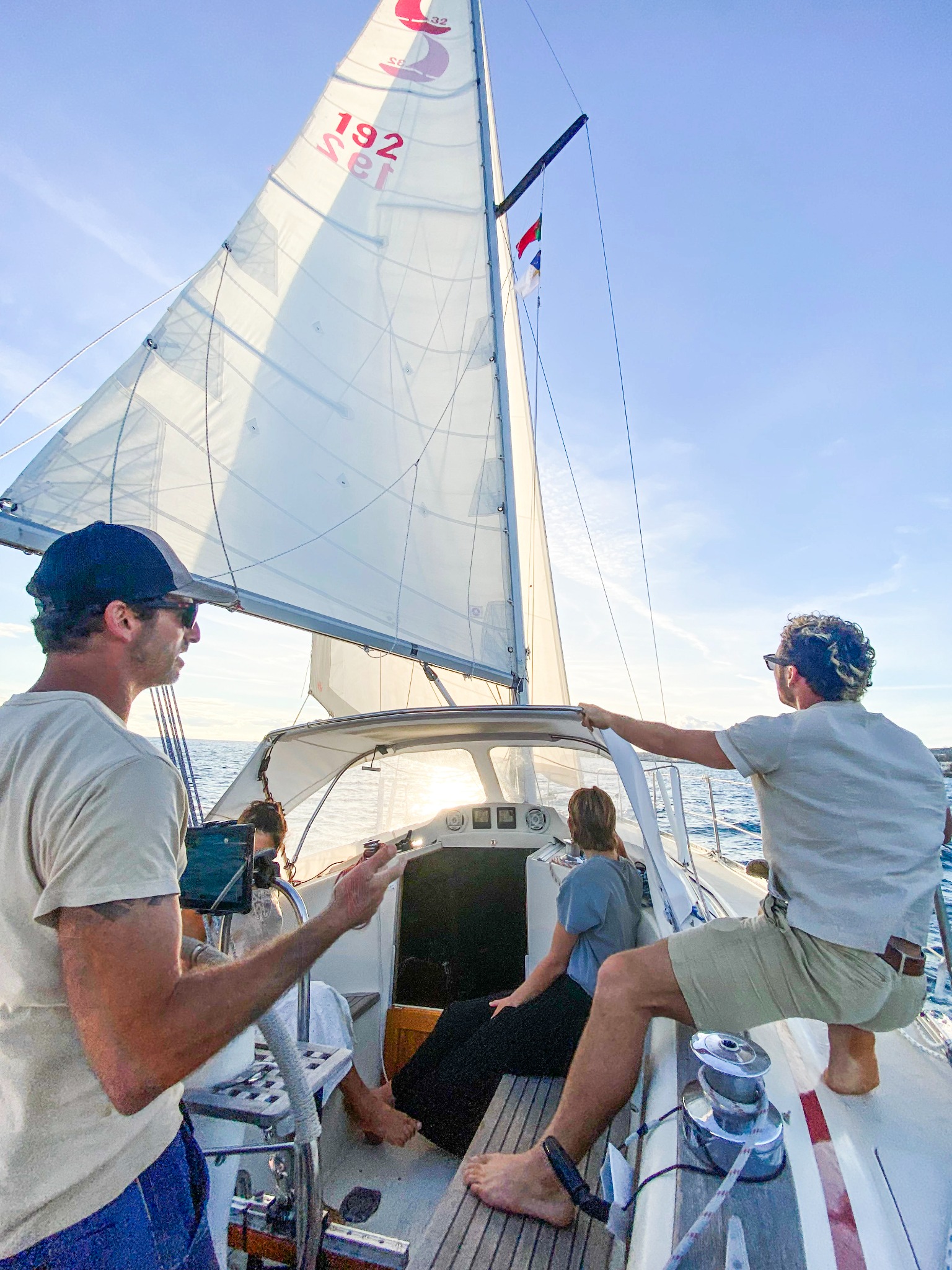 Guests aboard the sailboat