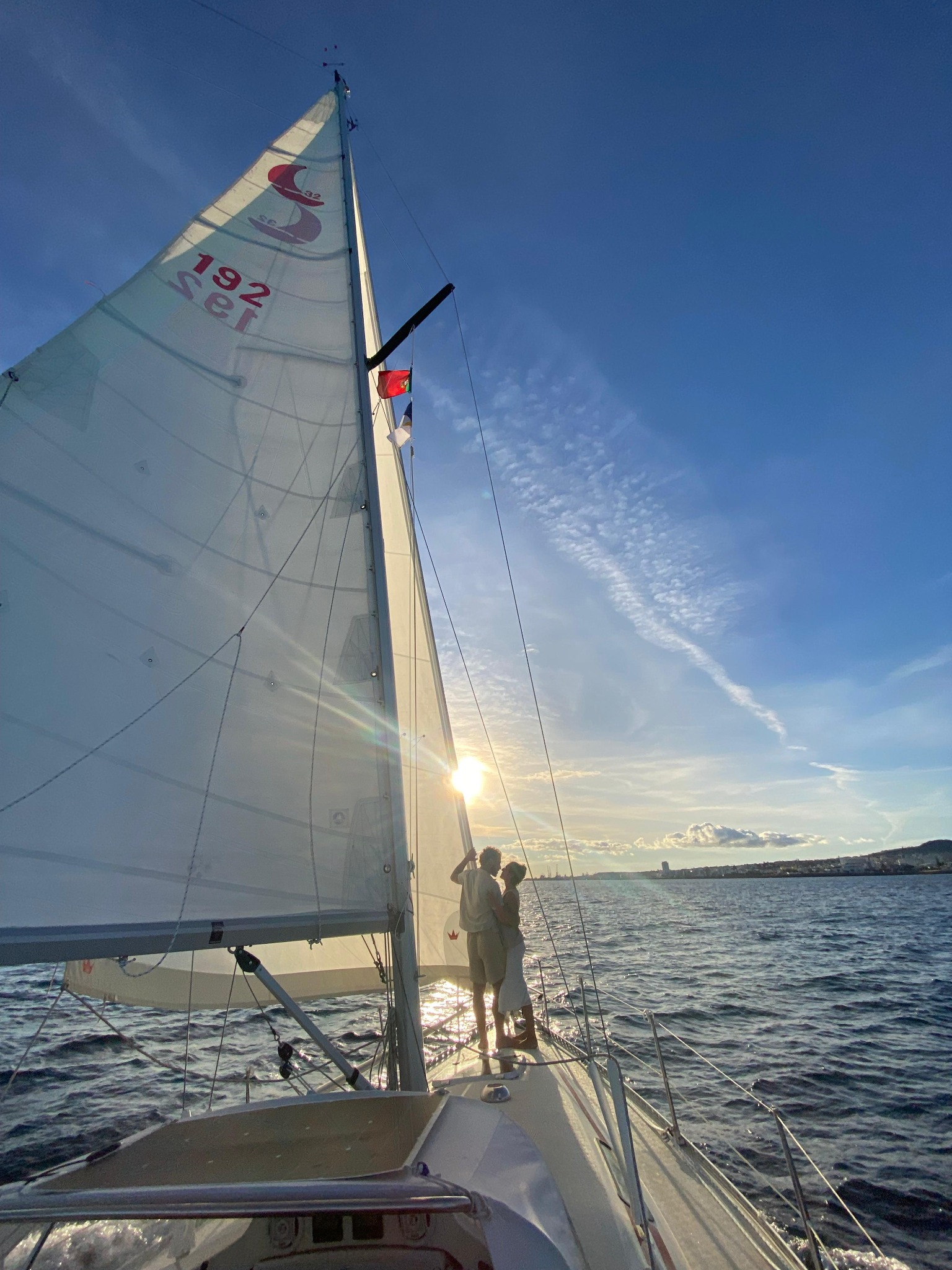 Sailboat sailing into the sunset